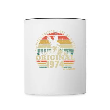 1974 Anniversaire Né En 1974 Rétro Vintage - Mug contrasté - blanc/noir - Devant