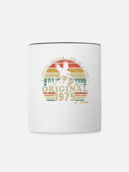 1975 Vintage anniversaire rétro Vintage cadeau - Mug contrasté - blanc/noir