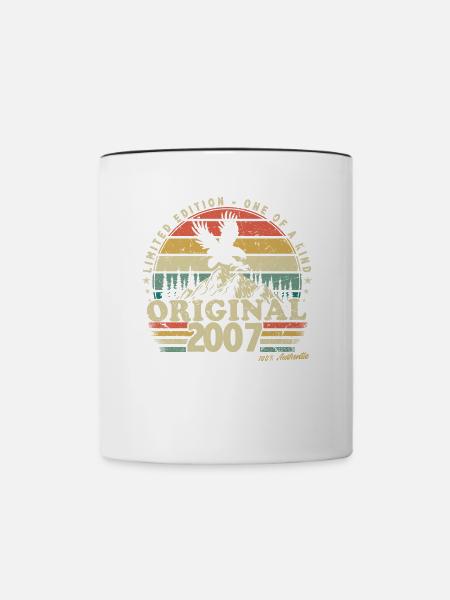 2007 Jahrgang Geburtstag Retro Vintage Geschenk - Tasse zweifarbig - Weiß/Schwarz
