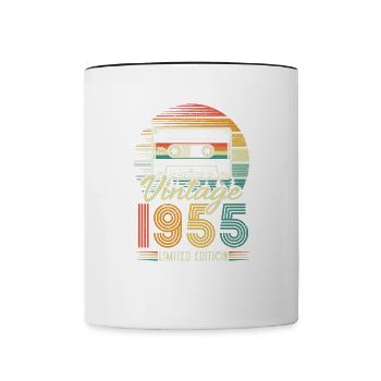 1955 Birthday born in 1955 Retro Vintage - Contrasting Mug - white/black - Front