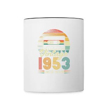 1953 Anniversaire Né En 1953 Rétro Vintage - Mug contrasté - blanc/noir - Devant