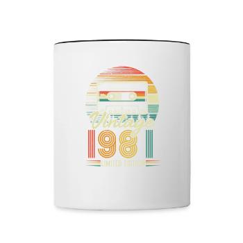 1981 Anniversaire Né En 1981 Rétro Vintage - Mug contrasté - blanc/noir - Devant