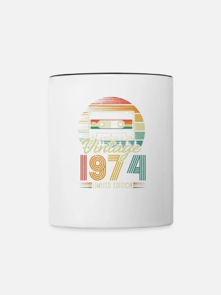 1974 Geburtstag geboren im Jahr 1974 Retro Vintage - Tofarvet krus - hvid/sort