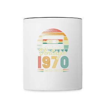1970 Anniversaire Né En 1970 Rétro Vintage - Mug contrasté - blanc/noir - Devant