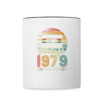 1979 Birthday Born In 1979 Retro Vintage - Contrasting Mug - white/black - Front