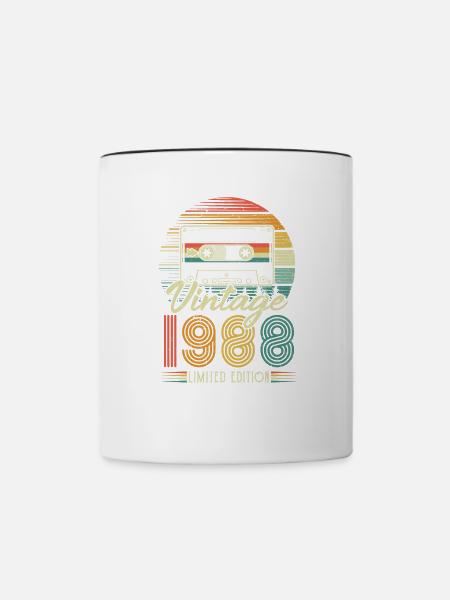 Vintage 1988 anniversaire cadeau vintage - Mug contrasté - blanc/noir