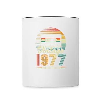 1977 Anniversaire Né En 1977 Rétro Vintage - Mug contrasté - blanc/noir - Devant