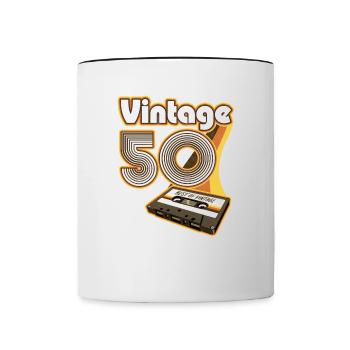 1950 Birthday born in 1950 Retro Vintage - Contrasting Mug - white/black - Front