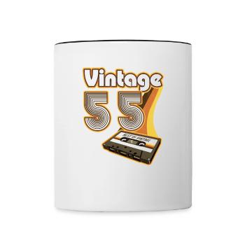 1955 Anniversaire né en 1955 Rétro Vintage - Mug contrasté - blanc/noir - Devant