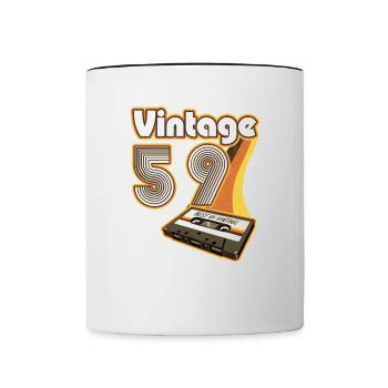 1959 Vintage Anniversaire Rétro Vintage Cadeau - Mug contrasté - blanc/noir - Devant