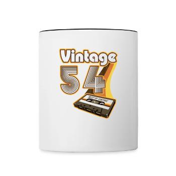 1954 Anniversaire Né En 1954 Rétro Vintage - Mug contrasté - blanc/noir - Devant
