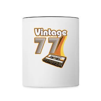1977 Anniversaire Né En 1977 Rétro Vintage - Mug contrasté - blanc/noir - Devant