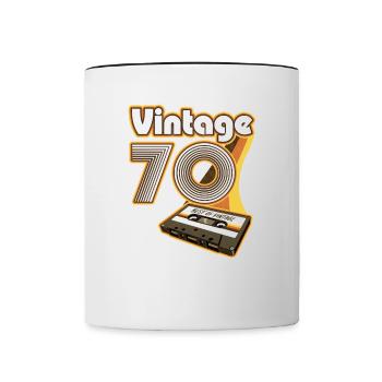 1970 Anniversaire Né En 1970 Rétro Vintage - Mug contrasté - blanc/noir - Devant