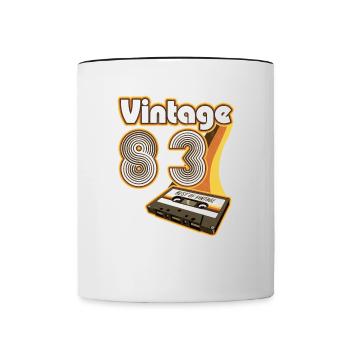1983 Vintage anniversaire rétro Vintage cadeau - Mug contrasté - blanc/noir - Devant
