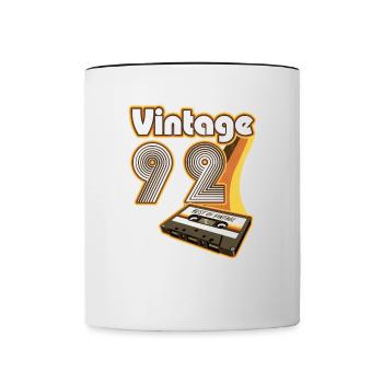 1992 Vintage anniversaire rétro Vintage cadeau - Mug contrasté - blanc/noir - Devant