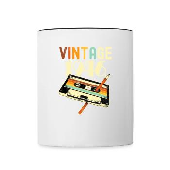 1946 Birthday Born In 1946 Retro Vintage - Contrasting Mug - white/black - Front