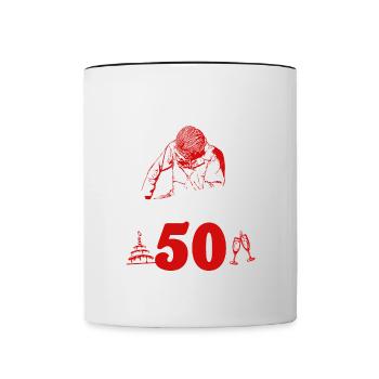 50. Geburtstag Mann Geschenk lustig Geburtstag 50 - Tasse zweifarbig - Weiß/Schwarz - Vorne