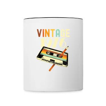 1976 Vintage anniversaire rétro Vintage cadeau - Mug contrasté - blanc/noir - Devant
