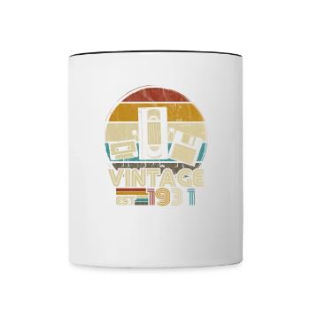 1931 Vintage anniversaire rétro Vintage cadeau - Mug contrasté - blanc/noir - Devant