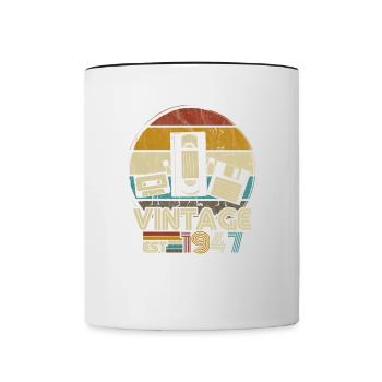 1947 Vintage anniversaire rétro Vintage cadeau - Mug contrasté - blanc/noir - Devant