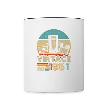 1961 Vintage anniversaire rétro Vintage cadeau - Mug contrasté - blanc/noir - Devant