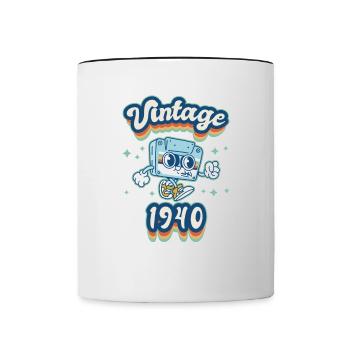 Anniversaire des années 1940 né dans les années 1940 rétro Vintage - Mug contrasté - blanc/noir - Devant
