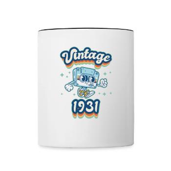 1931 Vintage anniversaire rétro Vintage cadeau - Mug contrasté - blanc/noir - Devant