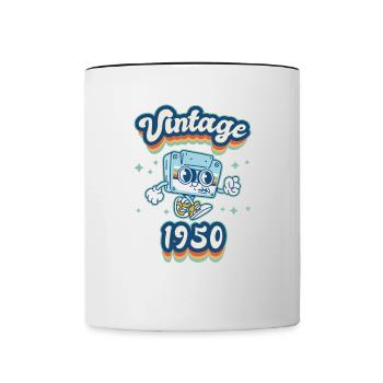 Anniversaire des années 1950 né dans les années 1950 rétro Vintage - Mug contrasté - blanc/noir - Devant