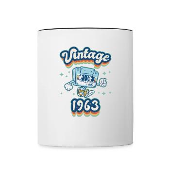1963 Anniversaire Né En 1963 Rétro Vintage - Mug contrasté - blanc/noir - Devant