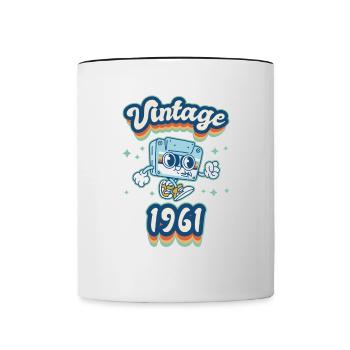 1961 Vintage anniversaire rétro Vintage cadeau - Mug contrasté - blanc/noir - Devant