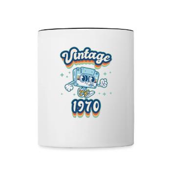1970 Anniversaire Né En 1970 Rétro Vintage - Mug contrasté - blanc/noir - Devant