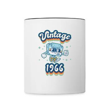 Geboren 1966 1966 Geburtstag geschenk Jahrgang - Tasse zweifarbig - Weiß/Schwarz - Vorne