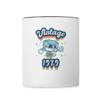 1979 Birthday Born In 1979 Retro Vintage - Contrasting Mug - white/black - Front