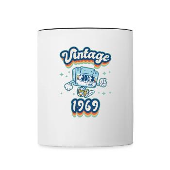 1969 Vintage anniversaire rétro Vintage cadeau - Mug contrasté - blanc/noir - Devant