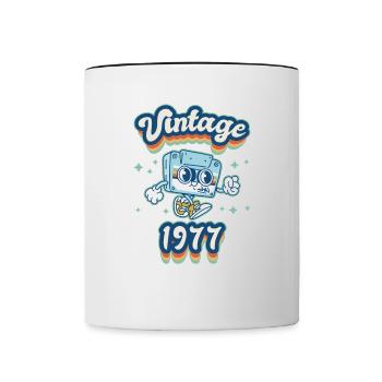 1977 Anniversaire Né En 1977 Rétro Vintage - Mug contrasté - blanc/noir - Devant