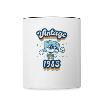 1985 Anniversaire Né En 1985 Rétro Vintage - Mug contrasté - blanc/noir - Devant