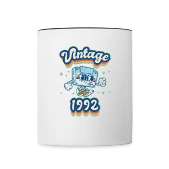 1992 Vintage anniversaire rétro Vintage cadeau - Mug contrasté - blanc/noir - Devant
