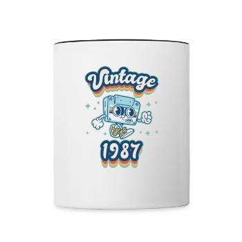 1987 Vintage anniversaire rétro Vintage cadeau - Mug contrasté - blanc/noir - Devant