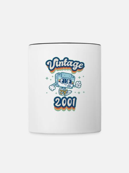 2001 Jahrgang Geburtstag Retro Vintage Geschenk - Tasse zweifarbig - Weiß/Schwarz