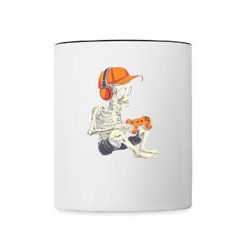 Skelett Halloween Gamer Gaming Junge Kinder Boy - Tasse zweifarbig - Weiß/Schwarz - Vorne