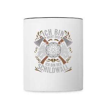 Ich bin nicht dick ich bin der Schildwall Wikinger - Tasse zweifarbig - Weiß/Schwarz - Vorne