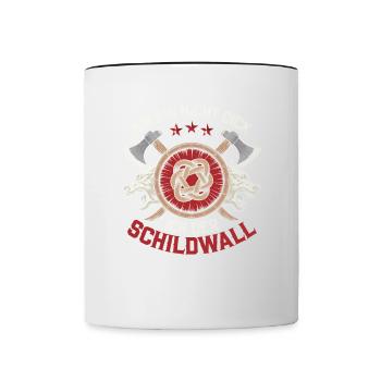 Ich bin nicht dick ich bin der Schildwall Wikinger - Tasse zweifarbig - Weiß/Schwarz - Vorne