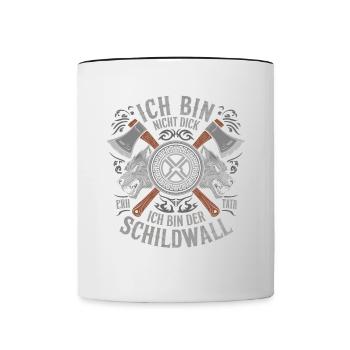 Ich bin nicht dick ich bin der Schildwall Wikinger - Tasse zweifarbig - Weiß/Schwarz - Vorne