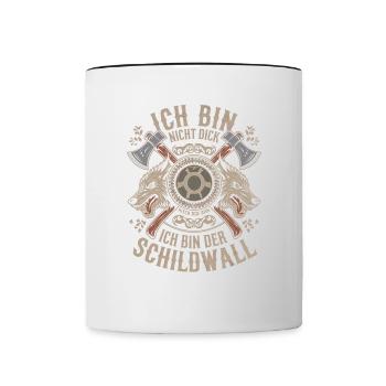 Ich bin nicht dick ich bin der Schildwall Wikinger - Tasse zweifarbig - Weiß/Schwarz - Vorne