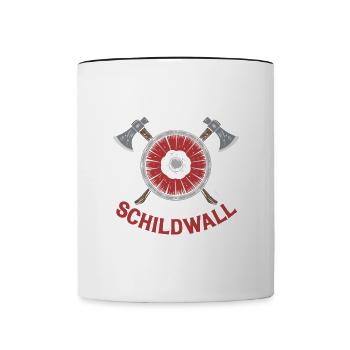 Ich bin nicht dick ich bin der Schildwall Wikinger - Tasse zweifarbig - Weiß/Schwarz - Vorne