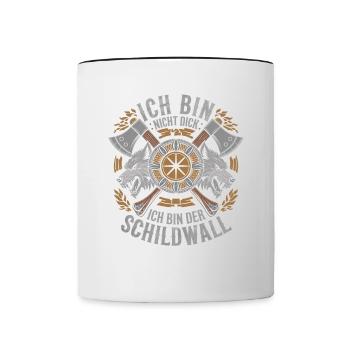 Ich bin nicht dick ich bin der Schildwall Wikinger - Tasse zweifarbig - Weiß/Schwarz - Vorne