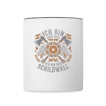 Ich bin nicht dick ich bin der Schildwall Wikinger - Tasse zweifarbig - Weiß/Schwarz - Vorne