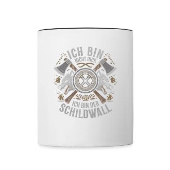 Ich bin nicht dick ich bin der Schildwall Wikinger - Tasse zweifarbig - Weiß/Schwarz - Vorne