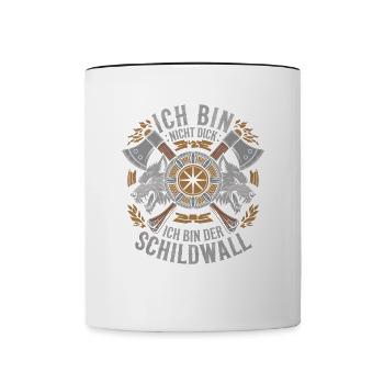 Ich bin nicht dick ich bin der Schildwall Wikinger - Tasse zweifarbig - Weiß/Schwarz - Vorne