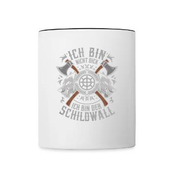 Ich bin nicht dick ich bin der Schildwall Wikinger - Tasse zweifarbig - Weiß/Schwarz - Vorne